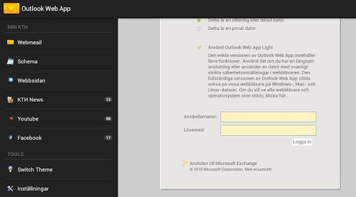 KTH webmail schema