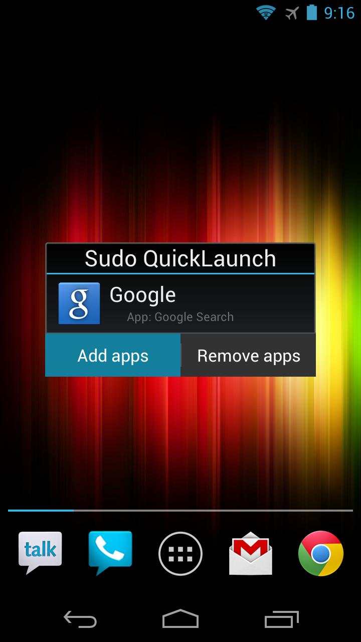 Sudo QuickLaunch Screen 3