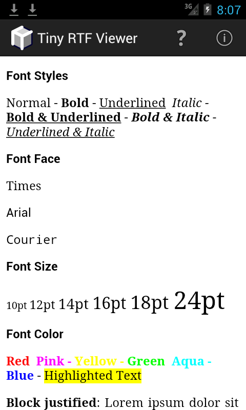 Android application Tiny RTF Viewer screenshort