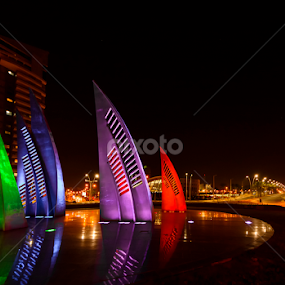 Sails reflections by Robert Namer - City,  Street & Park Night