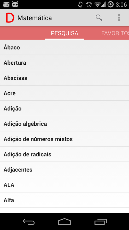 Android application Dicionário de Matemática screenshort