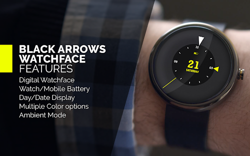 Android application Black Arrows Watch Face screenshort