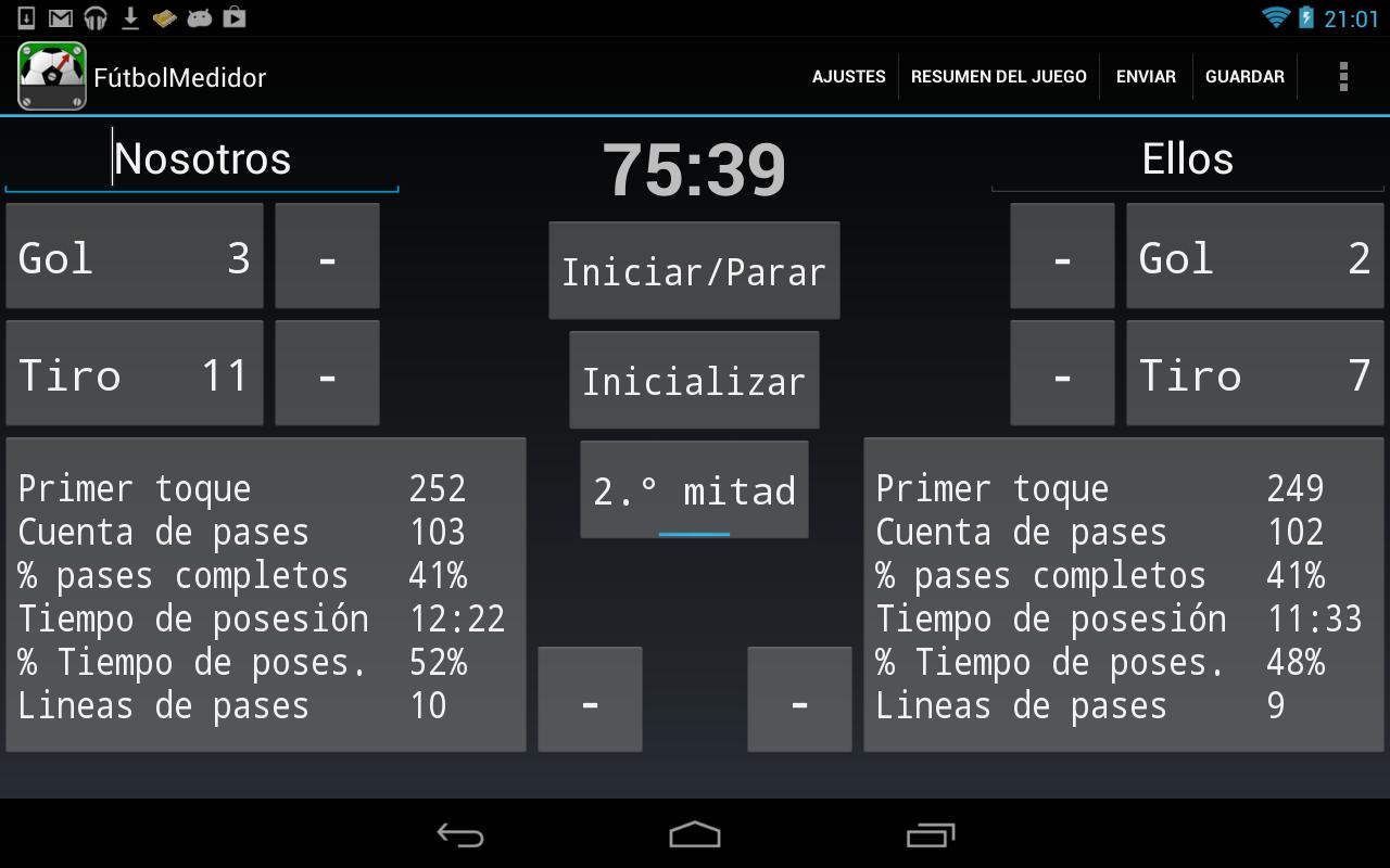 Android application SoccerMeter screenshort