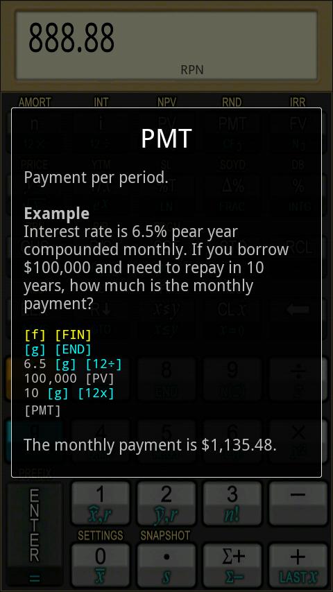 Quick 12C Financial Calculator Screen 3