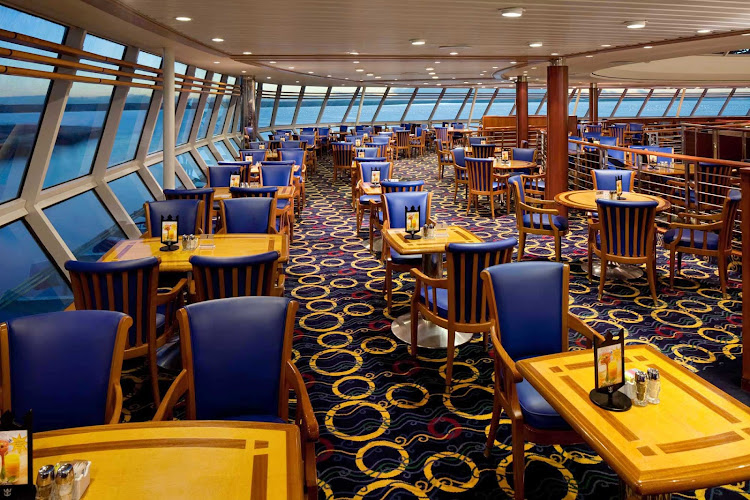 The Windjammer Café, on deck 11 of Rhapsody of the Seas, offers a large buffet for breakfast, lunch, and dinner.