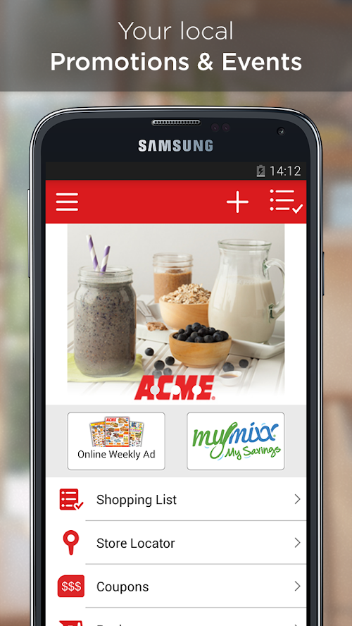 Android application ACME Markets screenshort