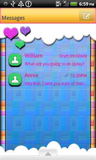 GO SMS THEME TutiFrutiHearts