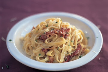 Parsnip and pancetta tagliatelle with parmesan and butter