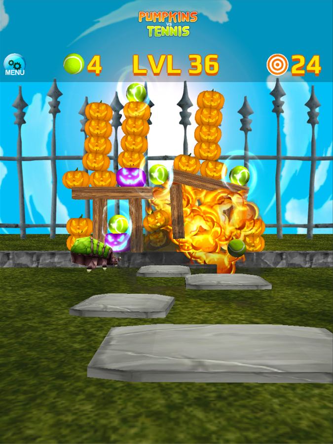 Pumpkin vs Tennis Halloween Swipe and Knockdown Android Apps on