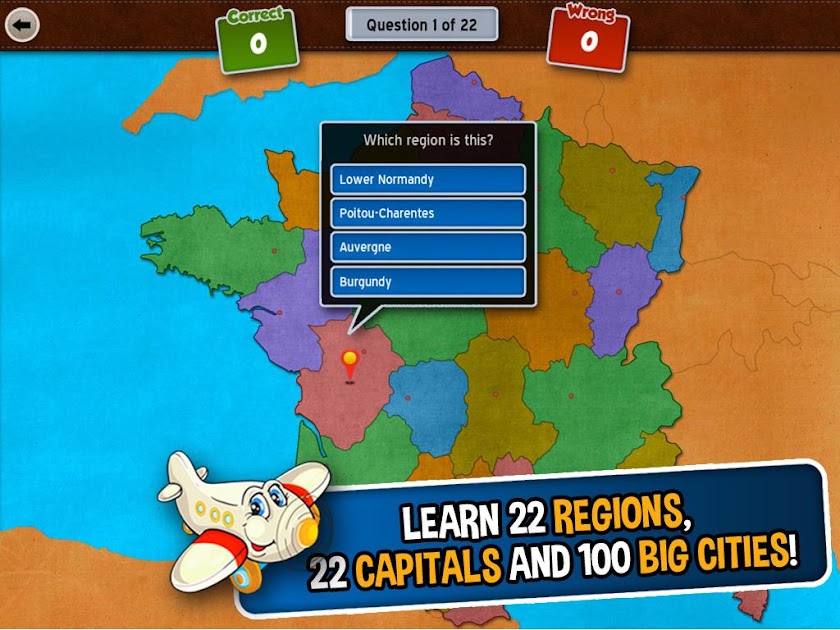 GeoFlight France: Geography Screen 2