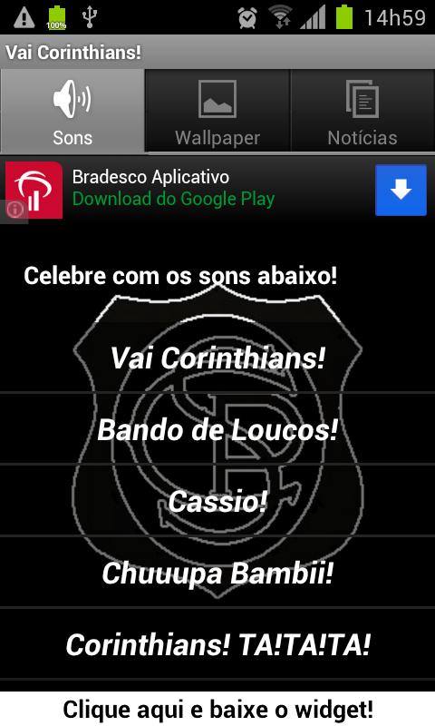 Android application Vai Corinthians! screenshort