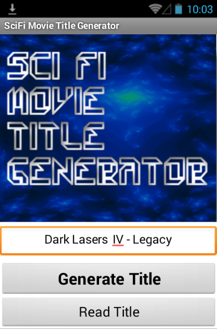 Android application SciFi Movie Title Generator screenshort