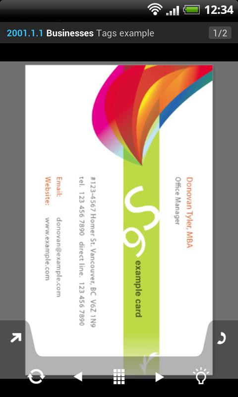 Android application Biz cards viewer Carda screenshort