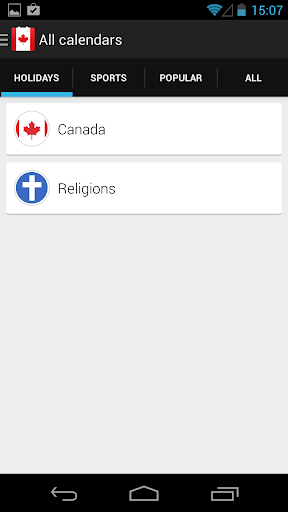 Canada Holidays Calendar sync