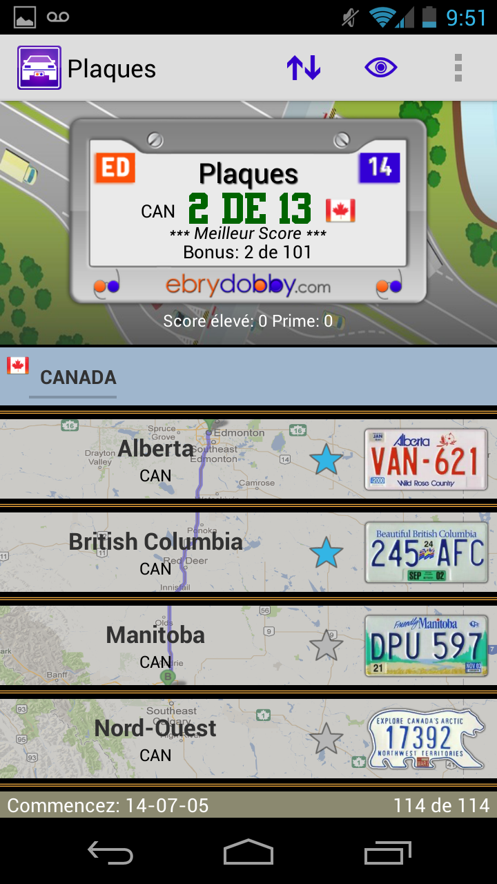 Android application Plates Family Travel Game screenshort