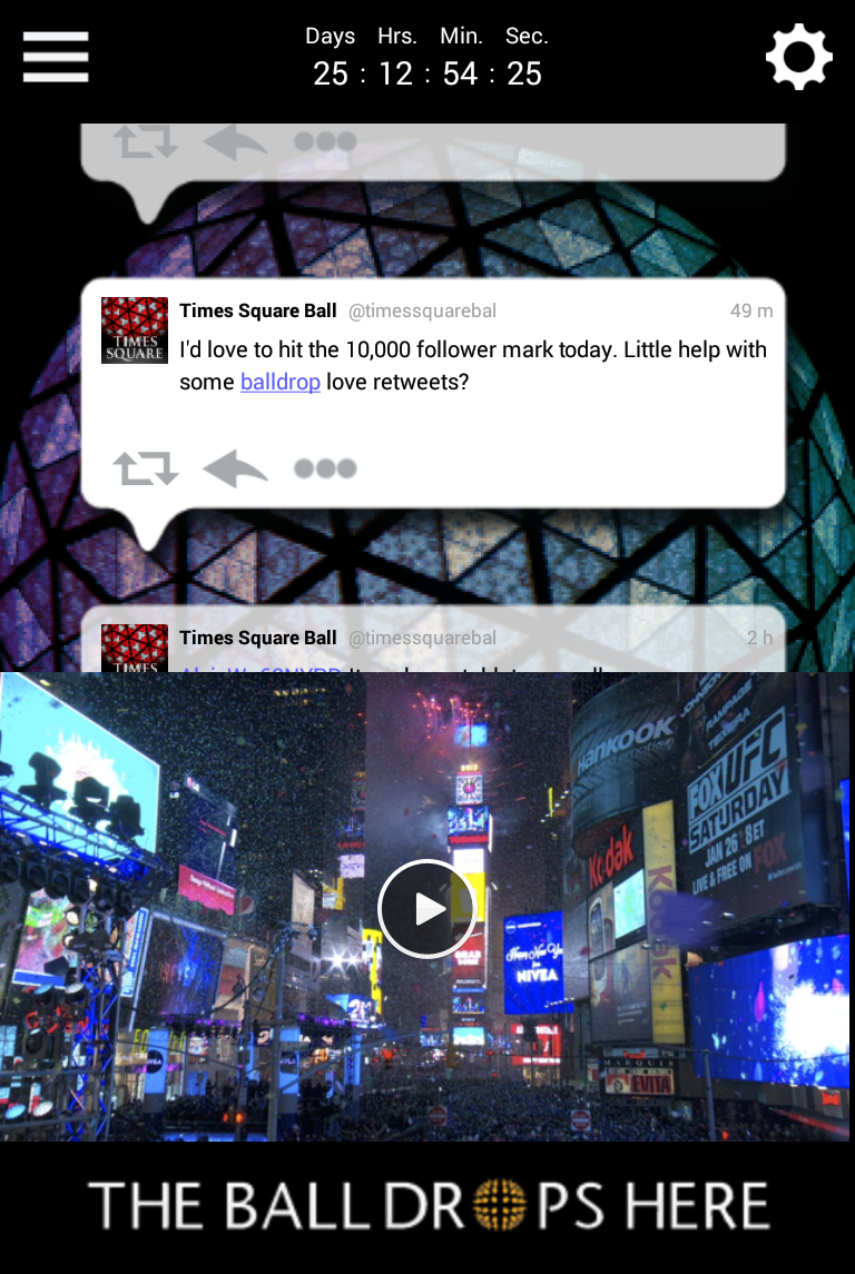 Times Square Official Ball App Screen 2