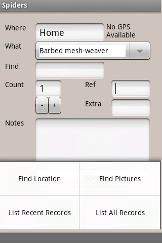 Easy Recorder British Spiders Screen 3