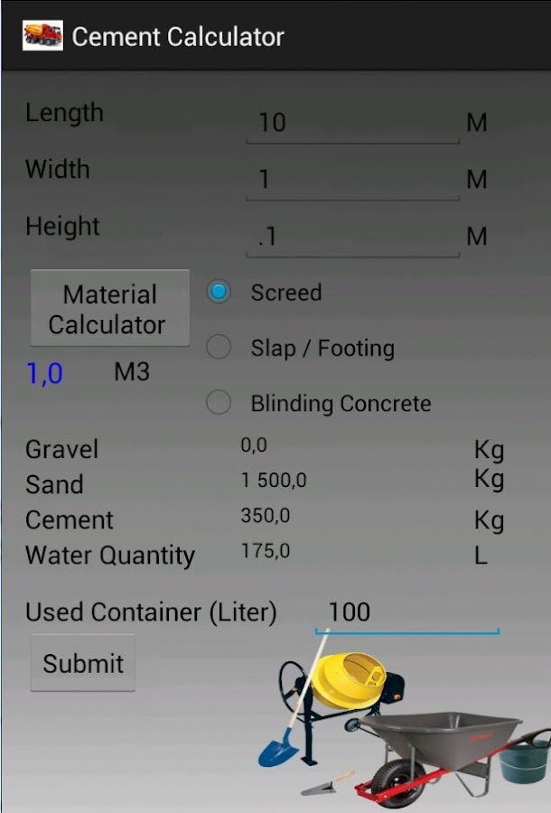 Concrete and cement calculator - Android Apps on Google Play