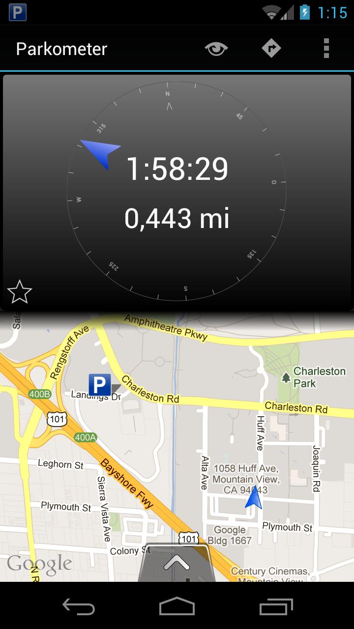 Android application Parkometer AR screenshort