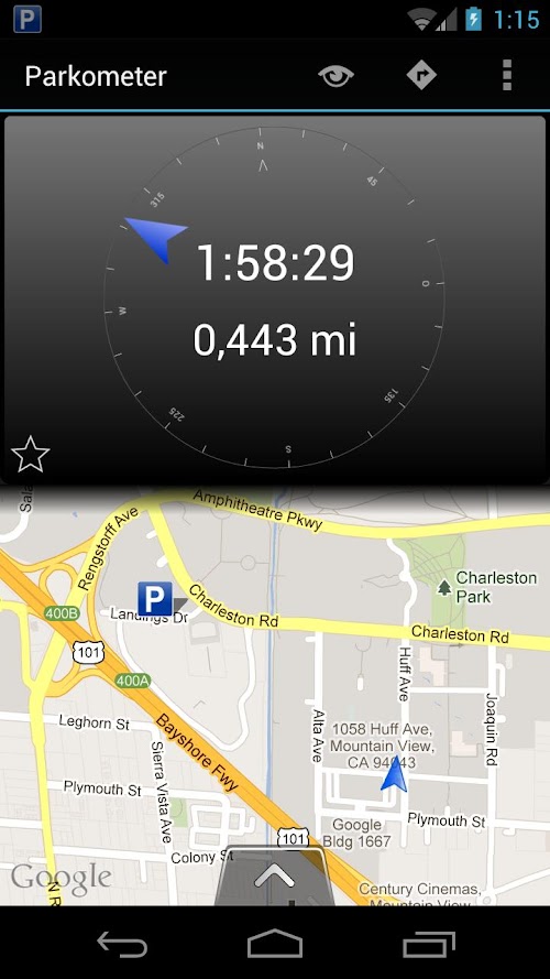 Android application Parkometer AR screenshort