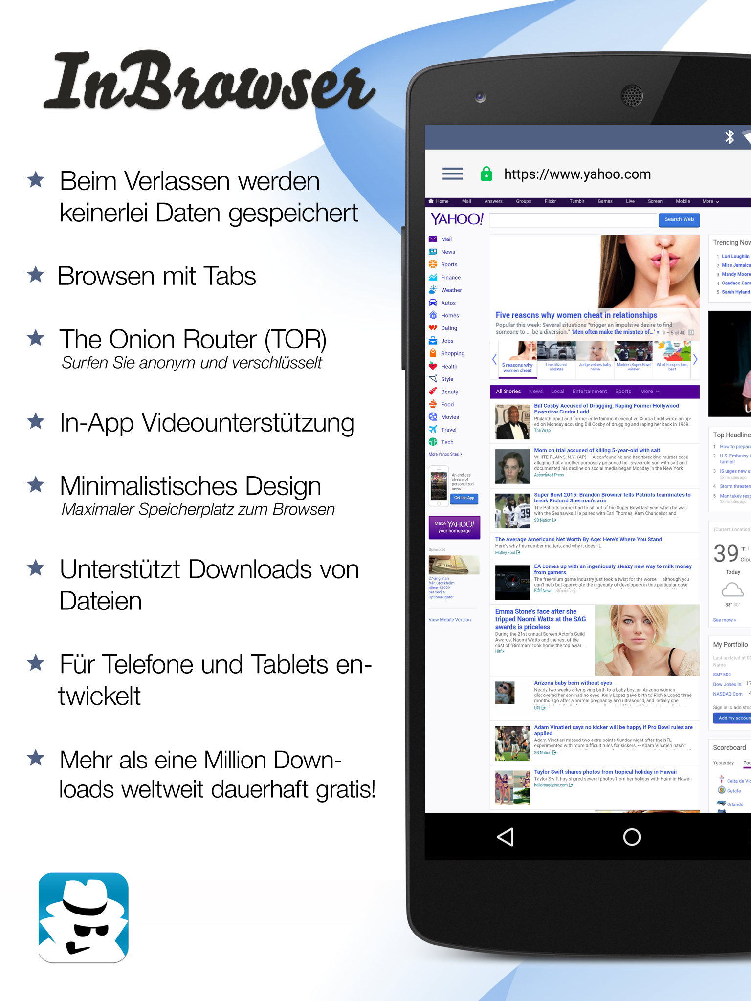 Android application InBrowser - Incognito Browsing screenshort