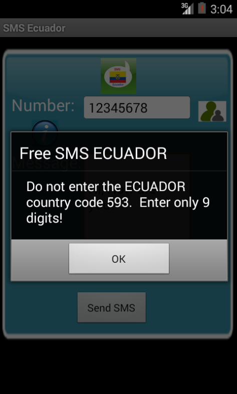 Free SMS Ecuador Screen 2
