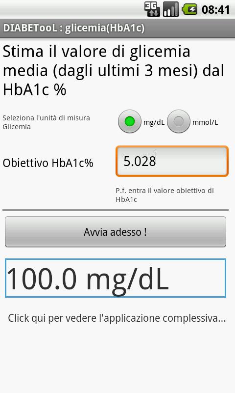 Android application DIABETooL HbA1c Reverse screenshort