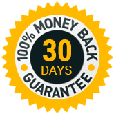 Money Back Guarantee icon. 100% money back guarantee within 30 days.