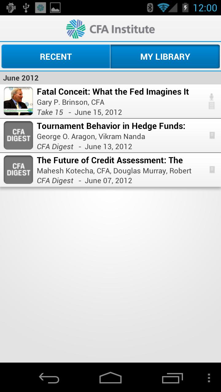 CFA Institute Mobile App Screen 2