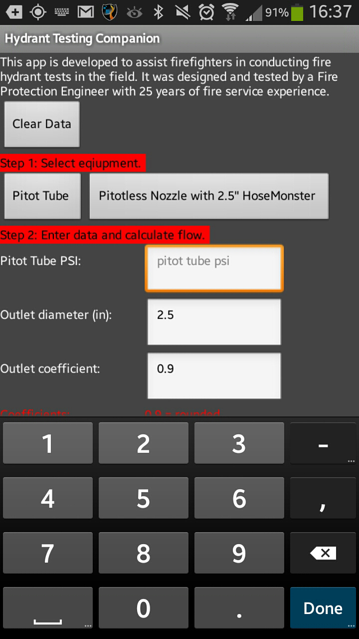 Hydrant Testing Companion Screen 2