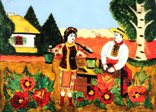 A cossack and a girl near the well