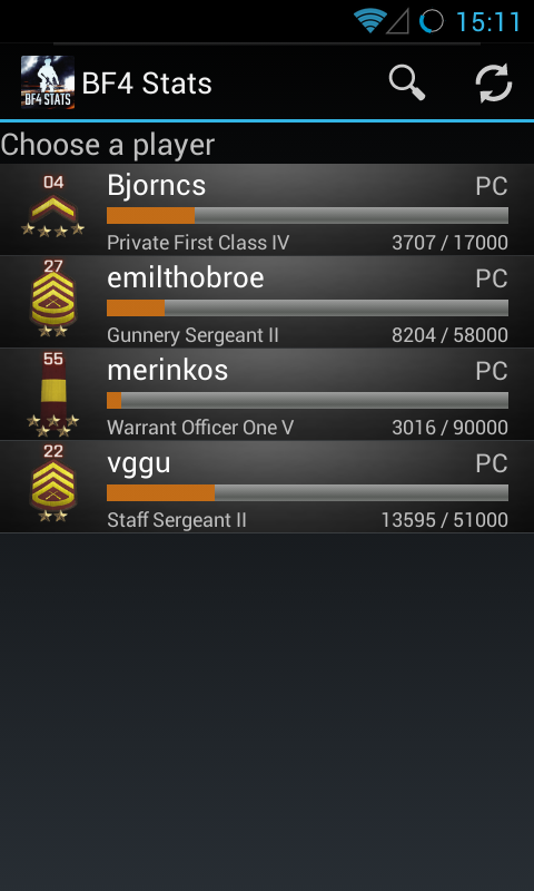 Android application BF4 Stats Premium screenshot