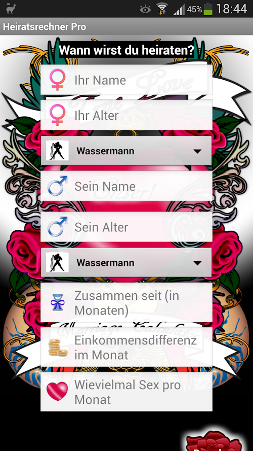 Android application Marriage Calculator Love Pro screenshort