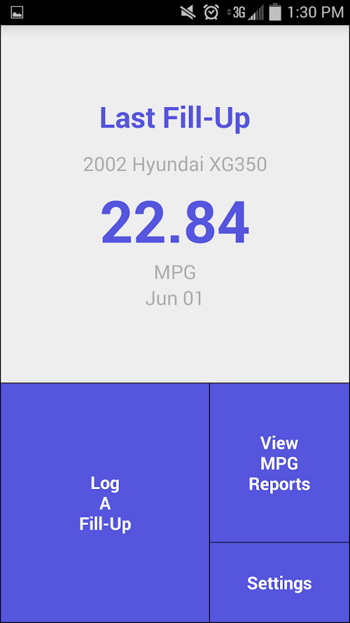 Android application MPG Tracker screenshort