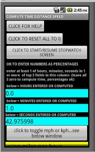 STOPWATCH SPEED DISTANCE TIME Screenshots 1