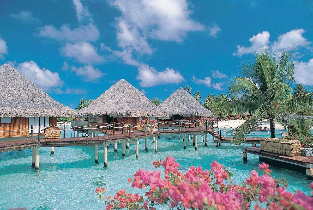 Overwater-Bungalows-BoraBora - Overwater bungalows at the InterContinental Bora Bora Le Moana Resort.