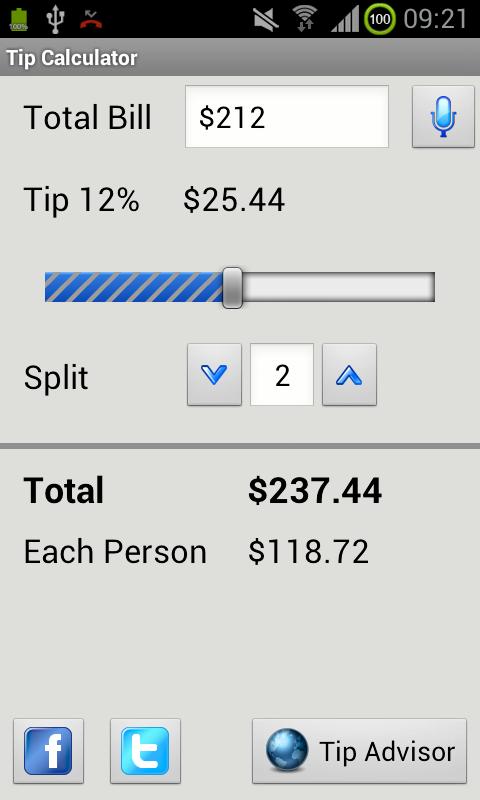Android application Tip Calculator Pro screenshort