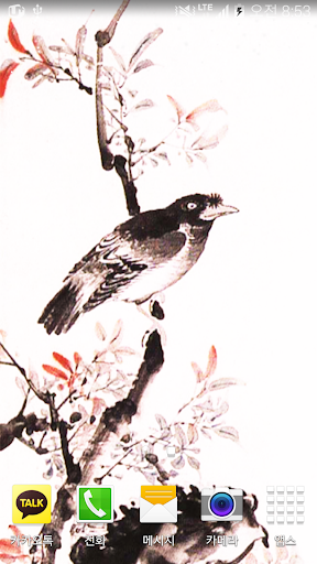 inkwash flower bird wallpaper