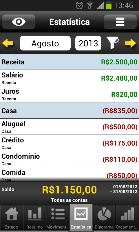 Meu orçamento - screenshot
