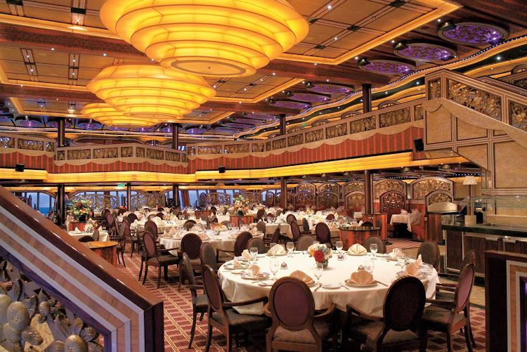 Dine in elegance at the Posh dining hall, one of Carnival Freedom's main dining rooms.