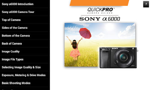 Android application Guide to Sony a6000 screenshort