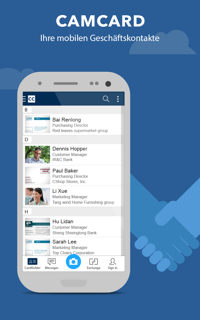 Android application CamCard - Business Card Reader screenshort