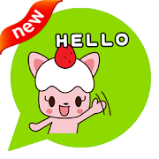 ONLINE免費貼圖☆日本可愛貼圖　草莓奶油小喵　中文版  Icon