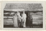 Three European Men posing with a Javanese-Surinamese Couple