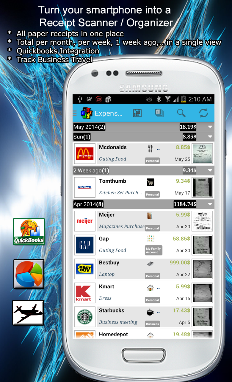 Receipt scanner - Num receipts Screen 2