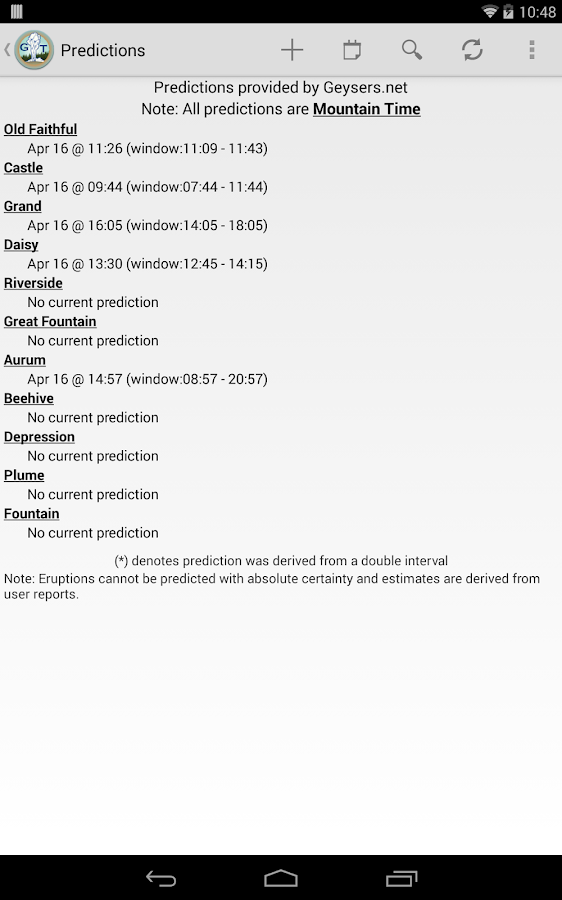 Geyser Times Android Apps on Google Play