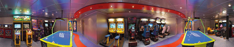Challenge a friend to air hockey or play one of the many arcade games in the Ocean Arcade aboard Jewel of the Seas.