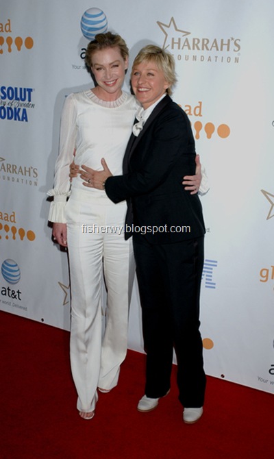 Gay couple Portia De Rossi and Ellen DeGeneres photo