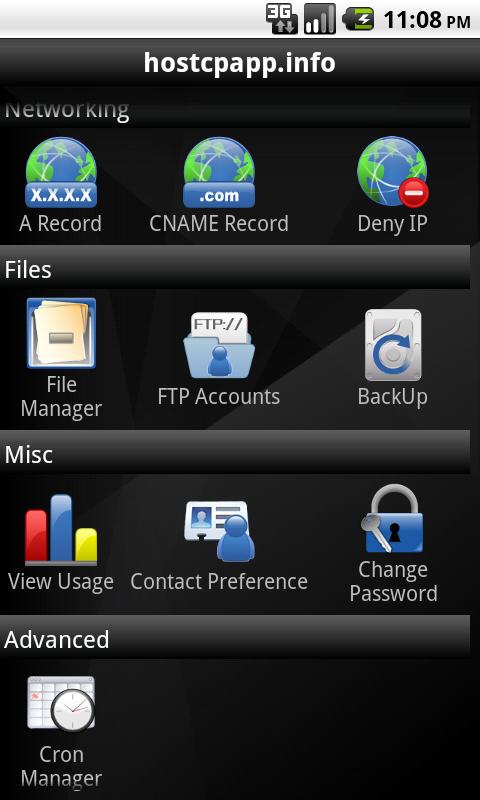 HostCP (for cPanel ®) Screen 2