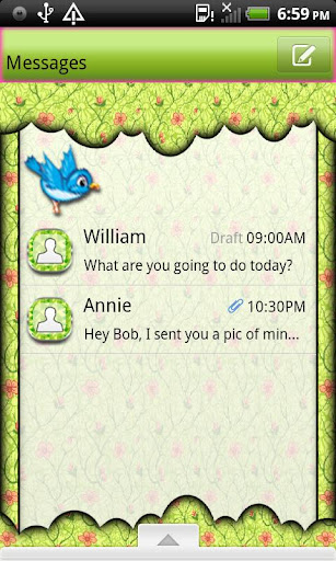 GO SMS THEME SpringBird2